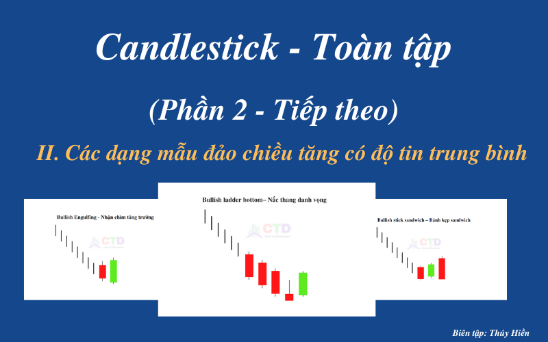 Candlestick toàn tập (Phần 2 – Tiếp theo ): II. Các dạng mẫu đảo chiều tăng có độ tin cậy trung bình